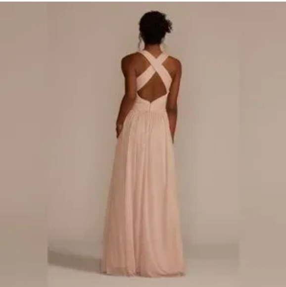 Davids bridal Bellini special occasion criss cross back halter dress size 4 - Picture 2 of 14